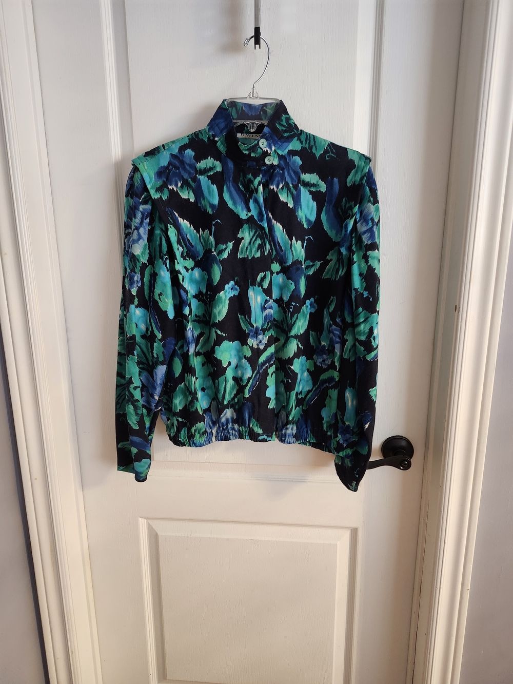 Vintage Floral Bomber Jacket - Green/Blue